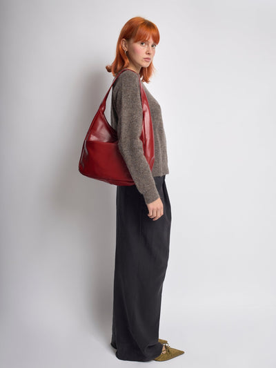 Minimalistisk Vegan Læder Hobo Skuldertaske