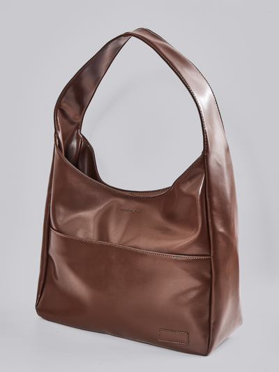 Minimalistisk Vegan Læder Hobo Skuldertaske