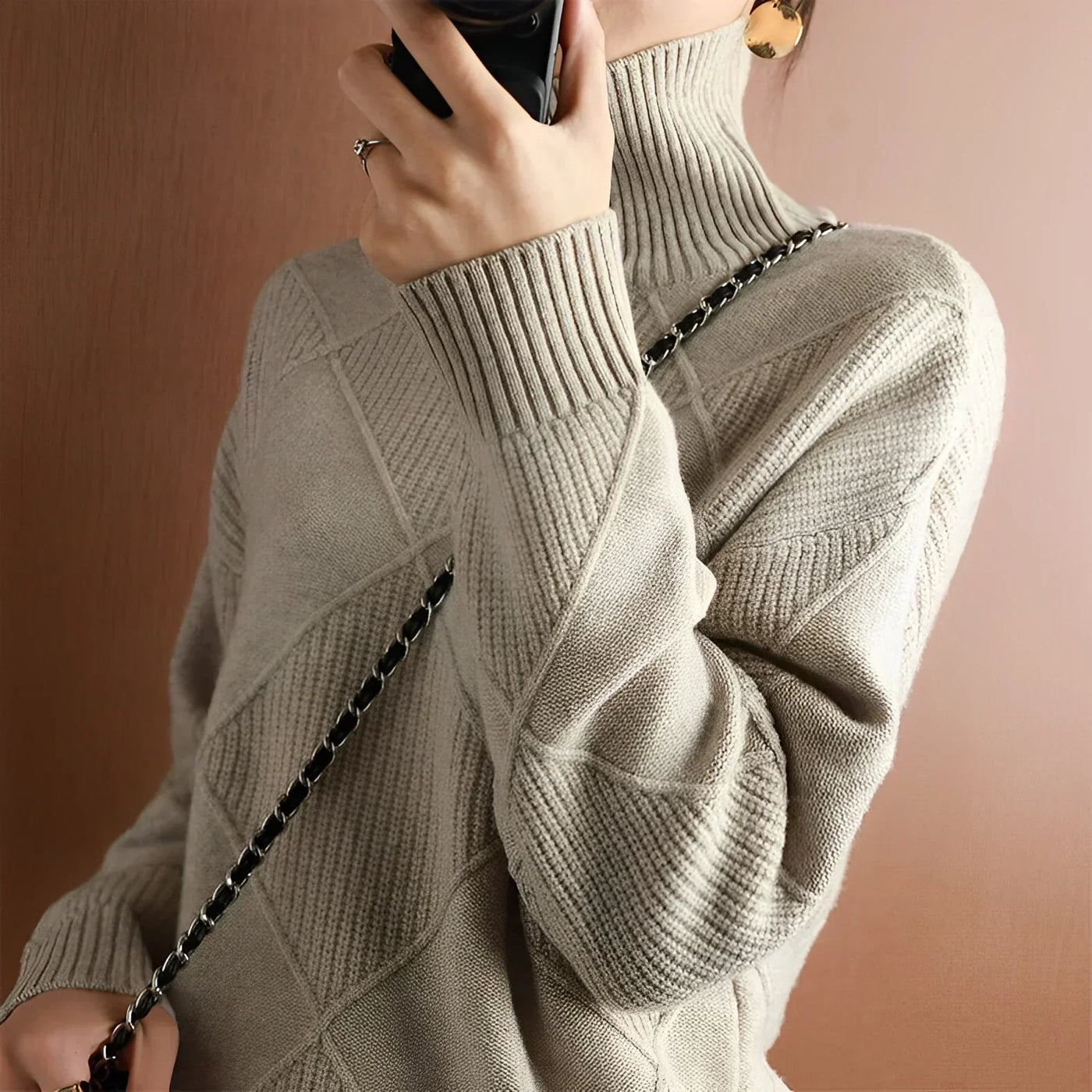 Marcelle | Elegant & Komfortabel Striktrøje med Rullekrave Sweater Dame