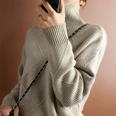 Marcelle | Elegant & Komfortabel Striktrøje med Rullekrave Sweater Dame