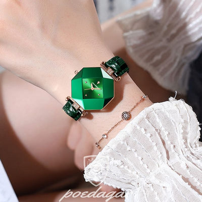 Luksus Grøn Diamant Kvarts Ur