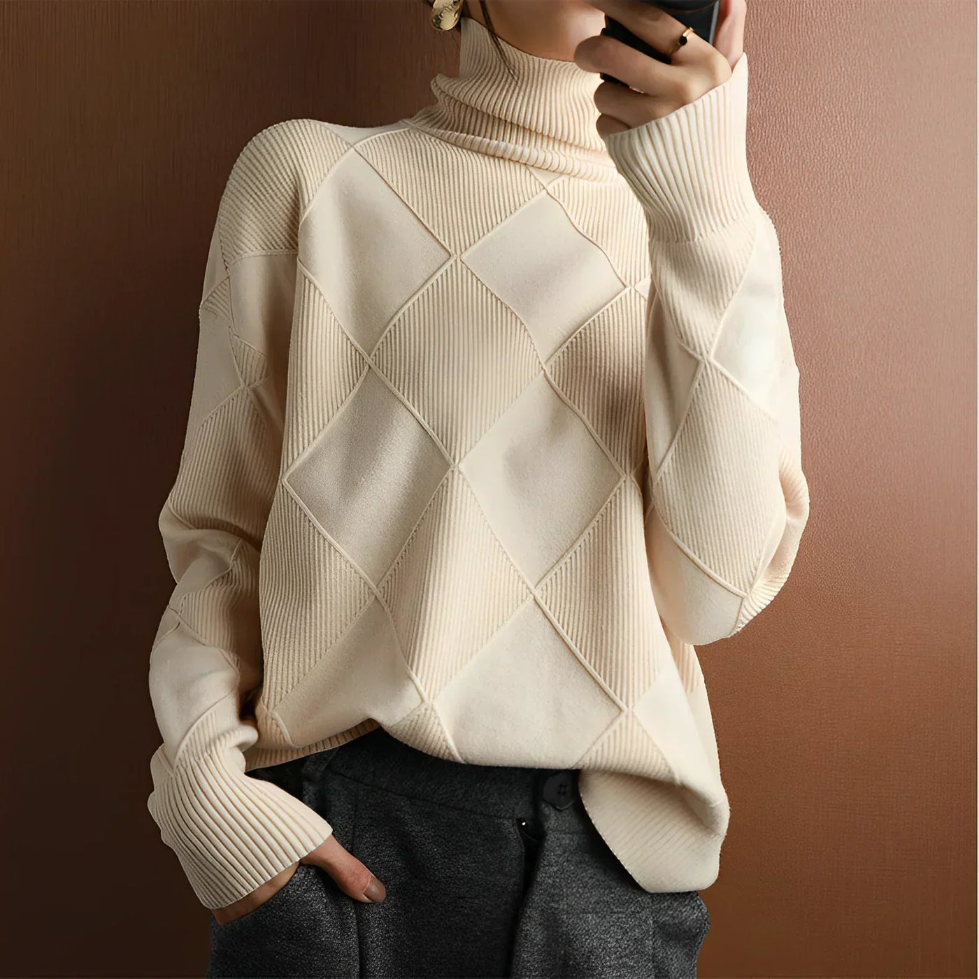 Marcelle | Elegant & Komfortabel Striktrøje med Rullekrave Sweater Dame