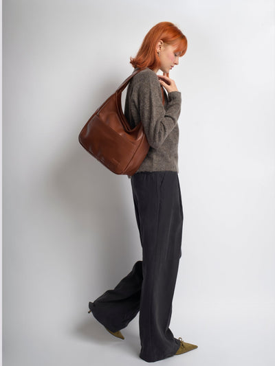 Minimalistisk Vegan Læder Hobo Skuldertaske