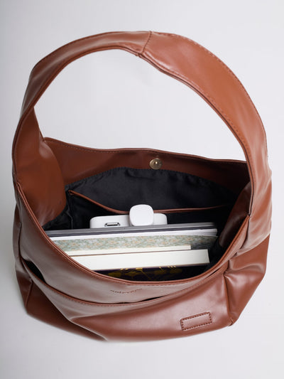Minimalistisk Vegan Læder Hobo Skuldertaske