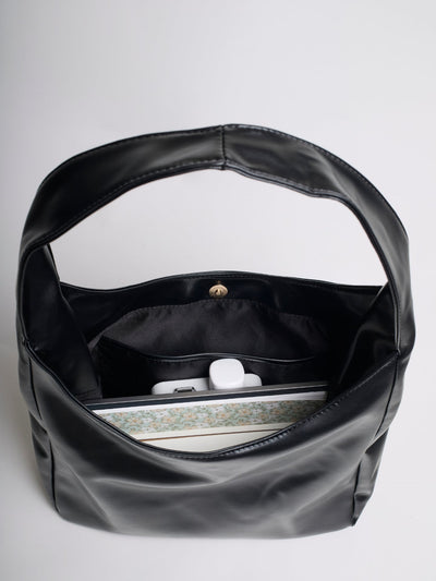 Minimalistisk Vegan Læder Hobo Skuldertaske