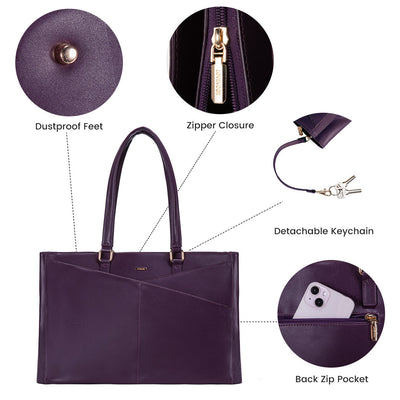 Elegant Borsa Tote i Lilla Læder til Laptop