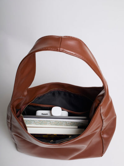 Minimalistisk Vegan Læder Hobo Skuldertaske