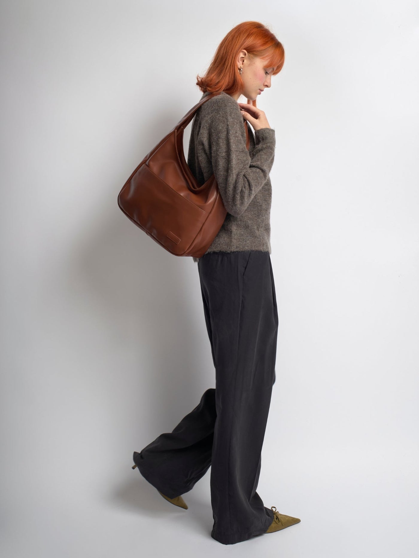 Minimalistisk Vegan Læder Hobo Skuldertaske