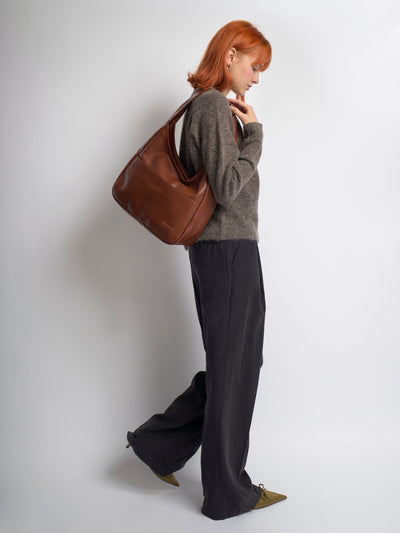 Minimalistisk Vegan Læder Hobo Skuldertaske