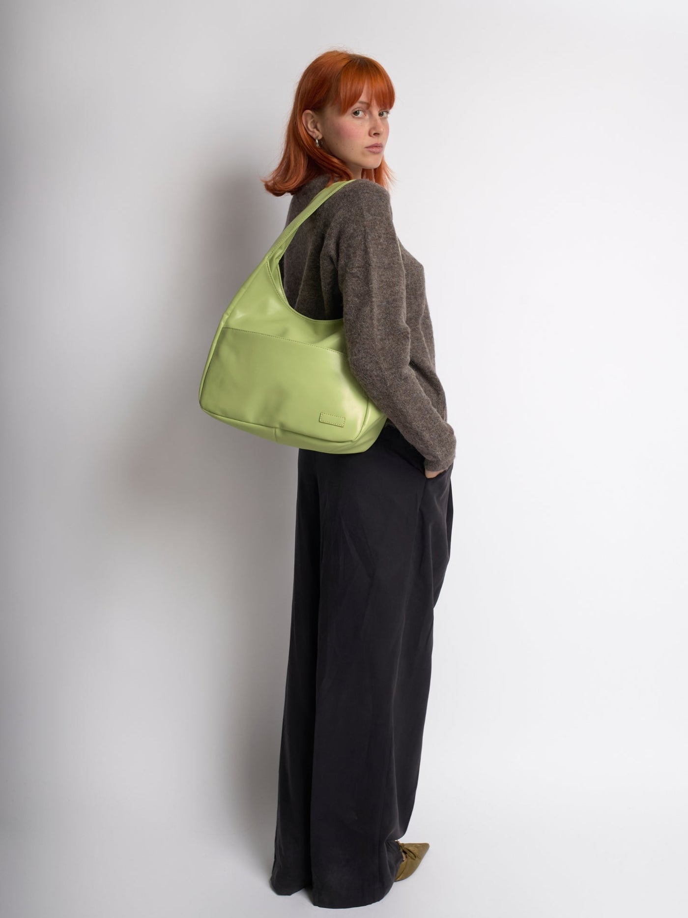 Minimalistisk Vegan Læder Hobo Skuldertaske