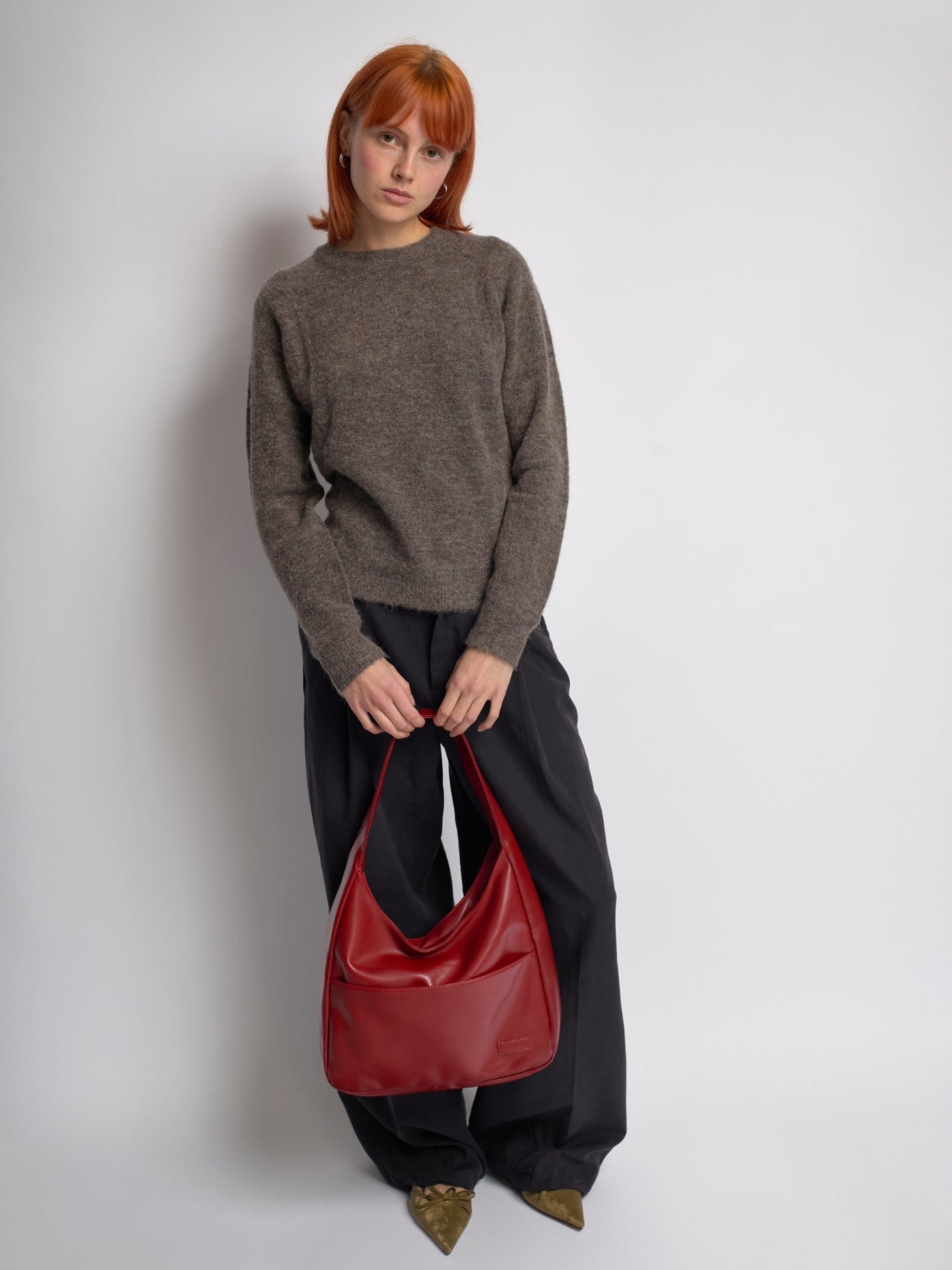Minimalistisk Vegan Læder Hobo Skuldertaske