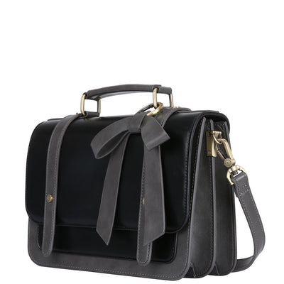 Satchel med Sløjfedetalje - Tidløs Elegance i Sort og Grå