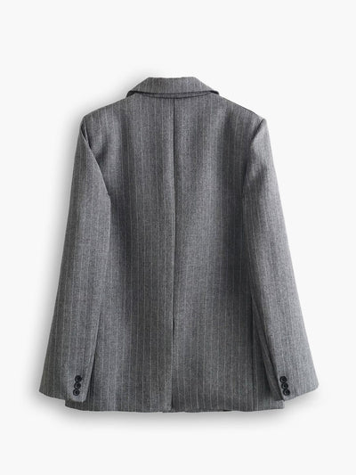 Jana | Klassisk oversized grå pinstripe blazer med to knapper Blazer Til Dame