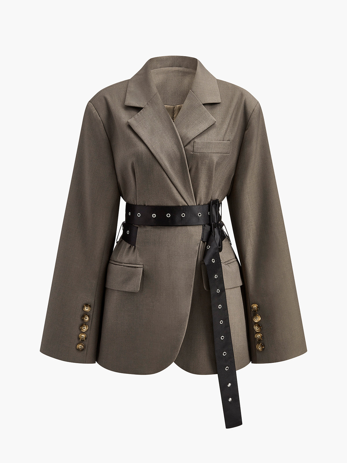 Mila | Oversized Blazer med Taljebånd i Olivengrøn Blazer Dame