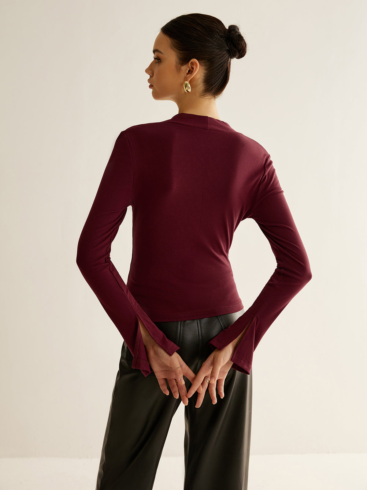 Carol | V Hals langærmet T-shirt Elegant Top