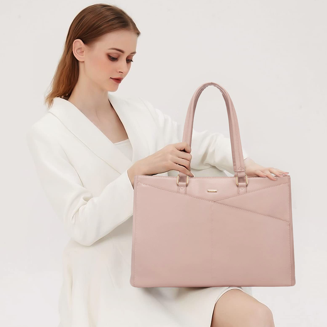 Elegant Borsa Tote i Lilla Læder til Laptop
