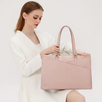 Elegant Borsa Tote i Lilla Læder til Laptop