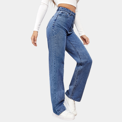 Emma | Denim Jeans Høj Talje Lige Fit Bukser Dame