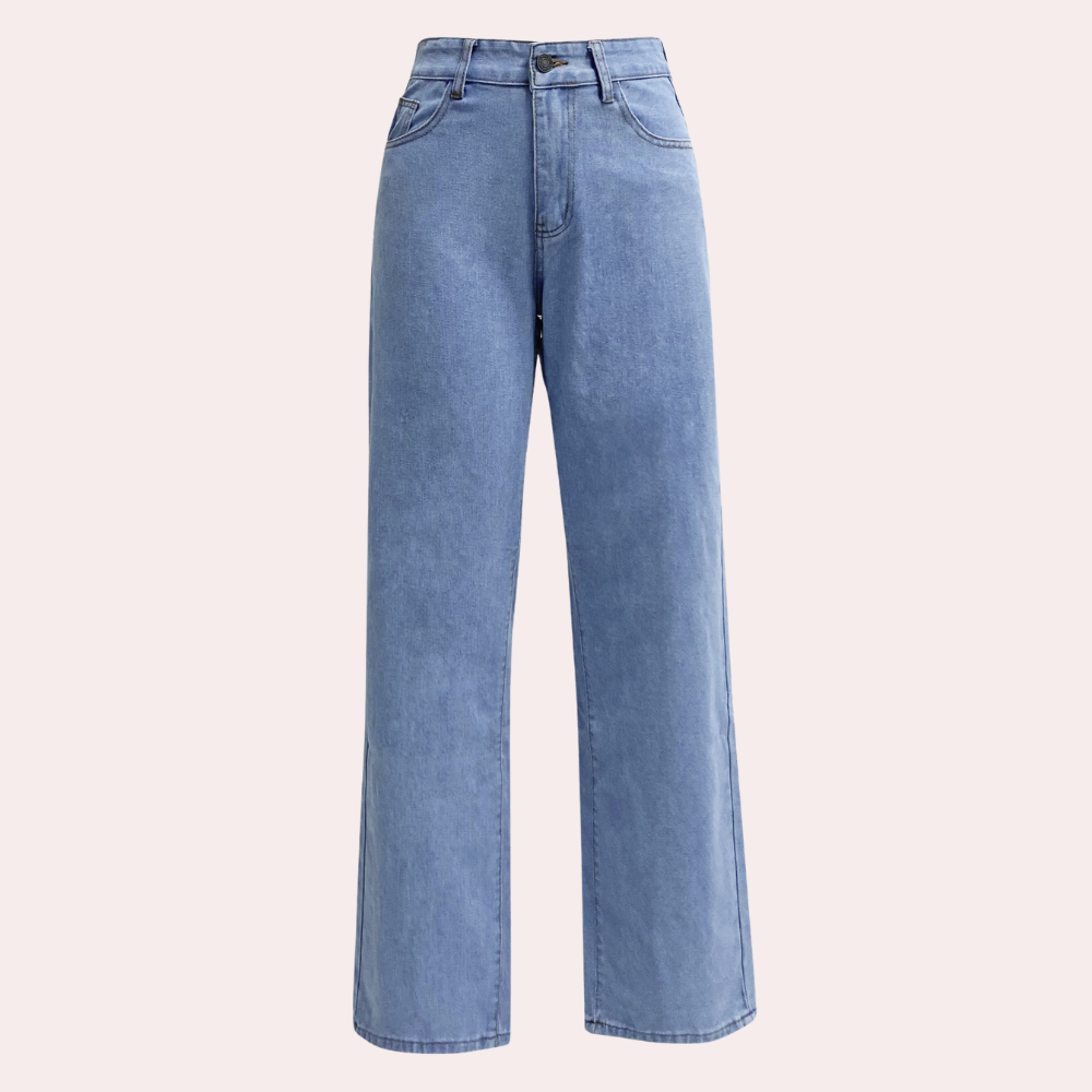 Emma | Denim Jeans Høj Talje Lige Fit Bukser Dame