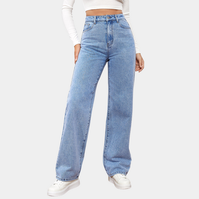 Emma | Denim Jeans Høj Talje Lige Fit Bukser Dame