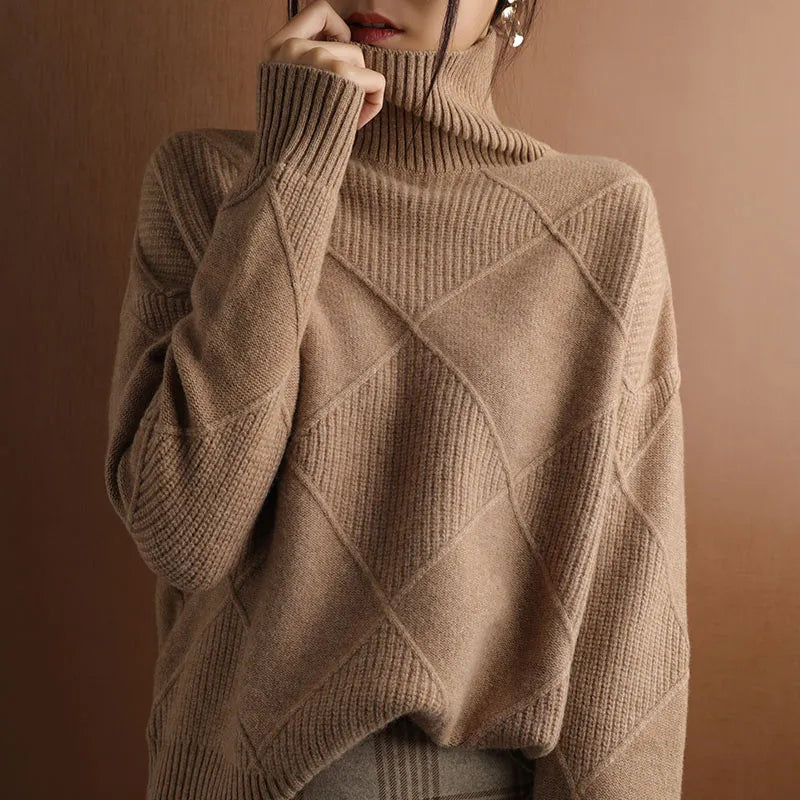 Marcelle | Elegant & Komfortabel Striktrøje med Rullekrave Sweater Dame