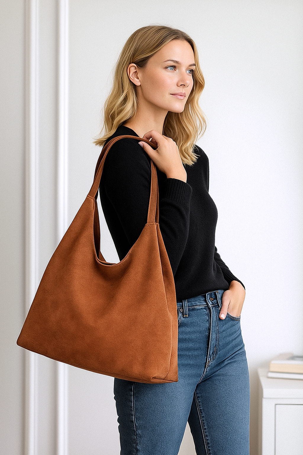 Alette | Stilfuld Ruskind Tote Taske
