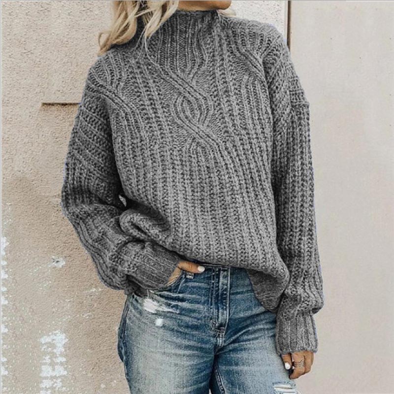 Ella - Striktrøje Sweater Med Krage