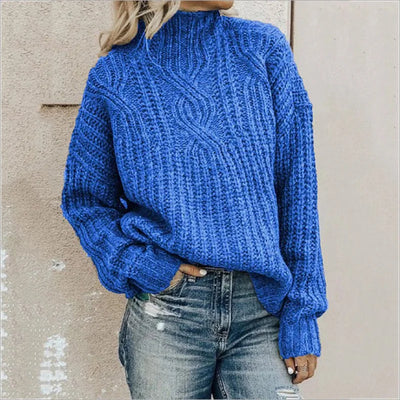 Ella - Striktrøje Sweater Med Krage