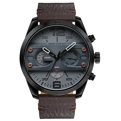 Luksuriøst Læderrem Quartz Chronograph Sportsur