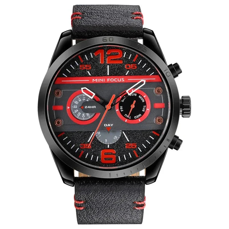 Luksuriøst Læderrem Quartz Chronograph Sportsur