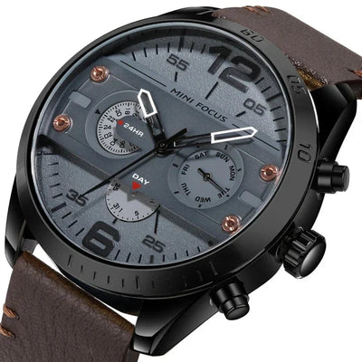 Luksuriøst Læderrem Quartz Chronograph Sportsur