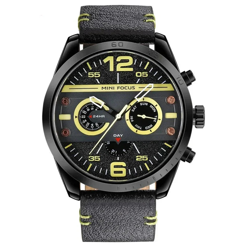Luksuriøst Læderrem Quartz Chronograph Sportsur