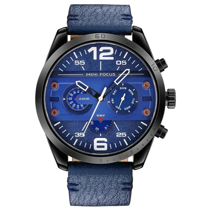 Luksuriøst Læderrem Quartz Chronograph Sportsur