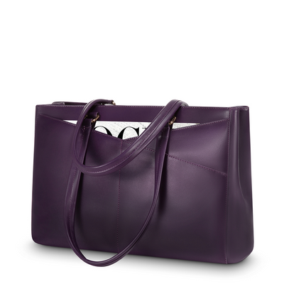 Elegant Borsa Tote i Lilla Læder til Laptop