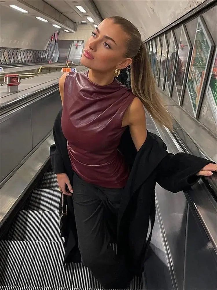Mia | Top Bordeaux Red Tank Top Dame