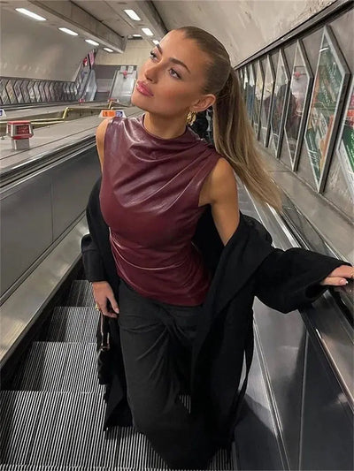 Mia | Top Bordeaux Red Tank Top Dame