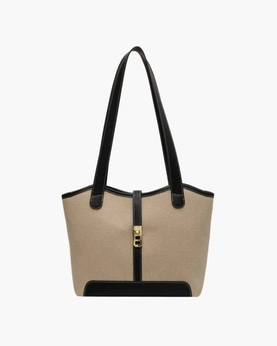Amelia – Canvas & Læder Skuldertaske med Twist‑Lås