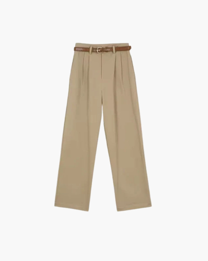 Ava | Plissé High-Waisted Baggy Pants with Belt
