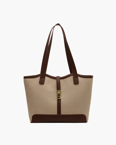 Amelia – Canvas & Læder Skuldertaske med Twist‑Lås