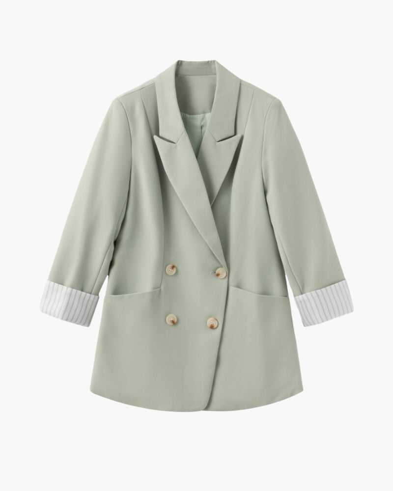 Scarlett | Dobbeltvendt Plus Size Skulder Blazer Dame i Grøn