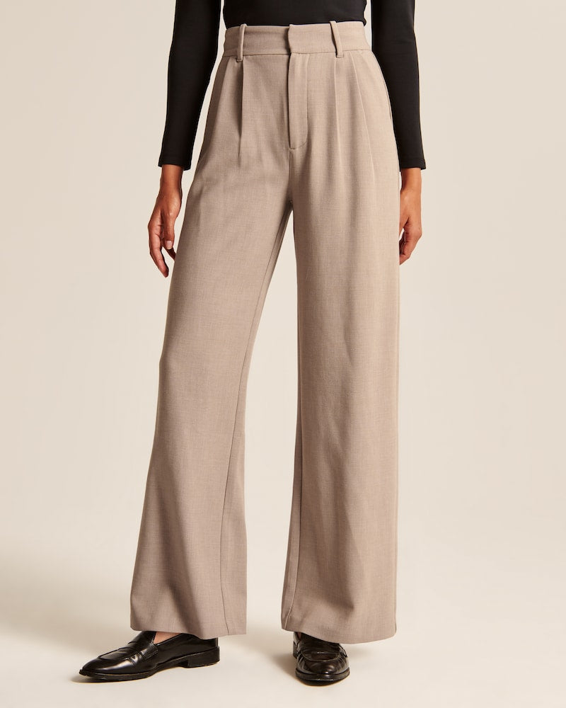 Beige Wide-Leg Bukser – Minimalistisk Elegance til Alle Anledninger Bukser Dame