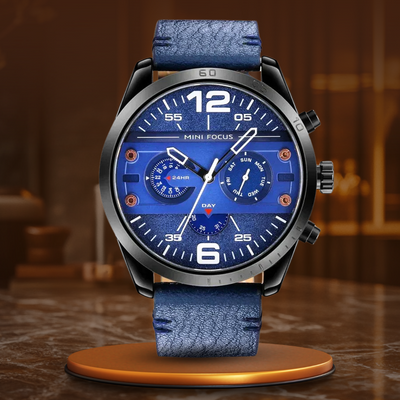 Luksuriøst Læderrem Quartz Chronograph Sportsur