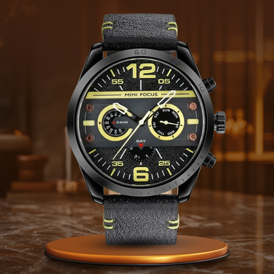 Luksuriøst Læderrem Quartz Chronograph Sportsur