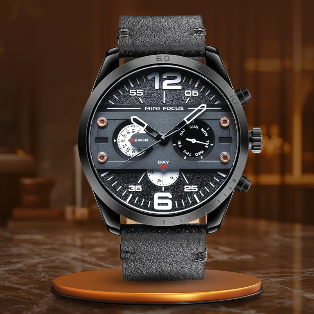 Luksuriøst Læderrem Quartz Chronograph Sportsur