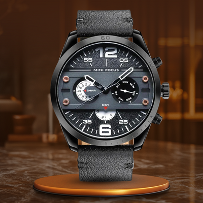 Luksuriøst Læderrem Quartz Chronograph Sportsur