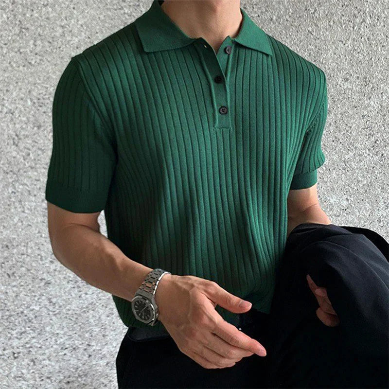 Topman | Ribbet herre polo – elegant strikket poloshirt i slim fit