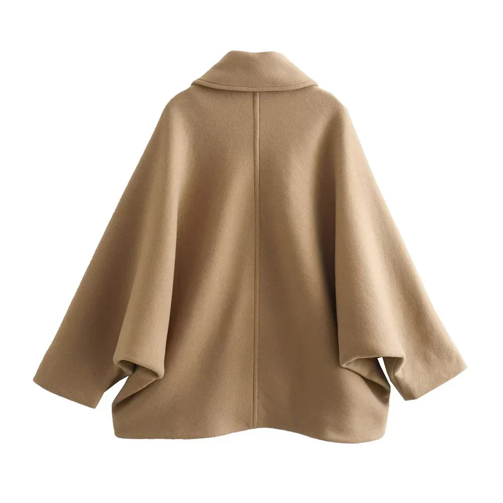 Elegant Oversized Vinterfrakke til Dame med Knaplukning Frakke
