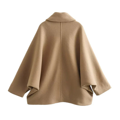 Elegant Oversized Vinterfrakke til Dame med Knaplukning Frakke