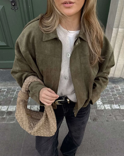 Mara I Varm Suede Læder Jakke til Dame Vinterjakke