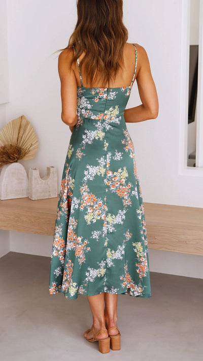 SATIN BLOMSTRET KJOLLE